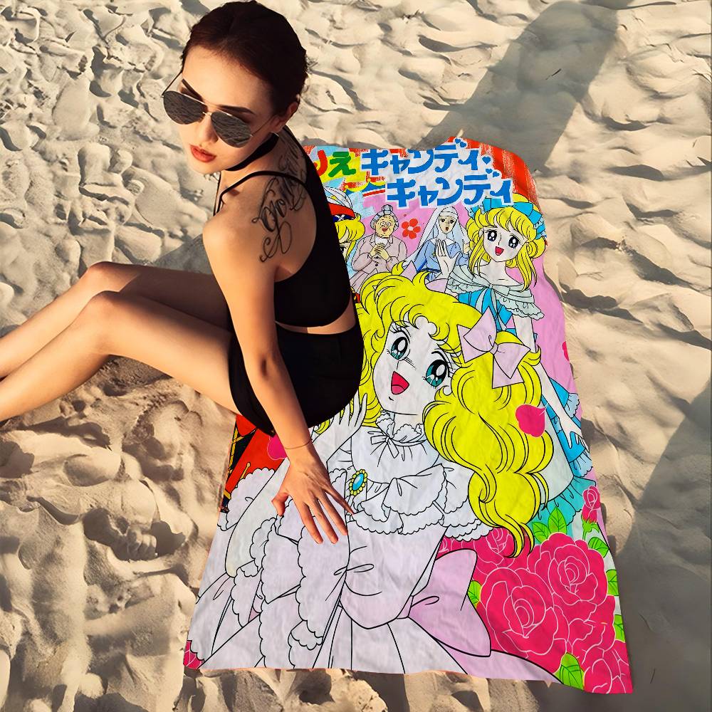 Anime Manga Candy Anime Microfiber Blanket Quick Drying Beach Towels Oversized Printing Super Absorbent Pool Towel Blanket