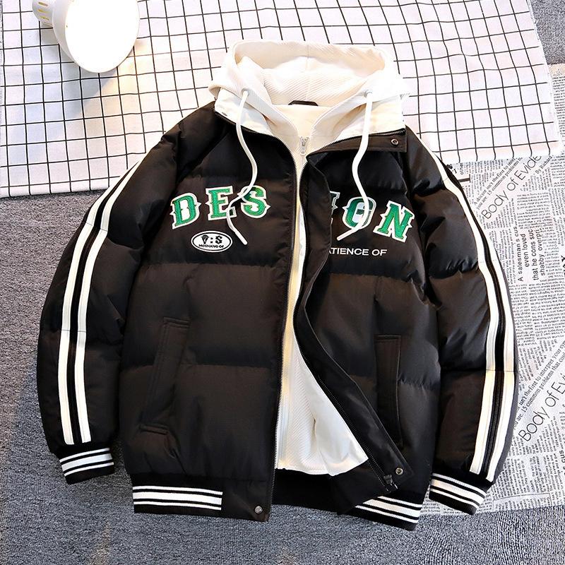 Fake Two-piece Cotton Coat for Men's Winter New Style Teenager Thickened Men's Down Cotton Coat Jacket