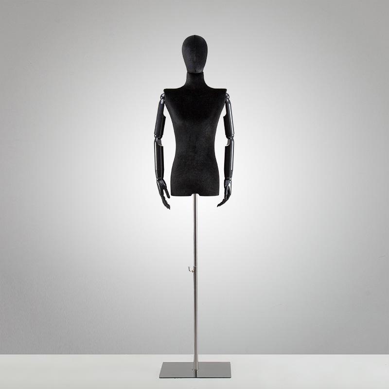 Korean Style Black Off-Shoulder Women's Half Body Mannequin with Right Angle Shoulder and Full Body Display Stand