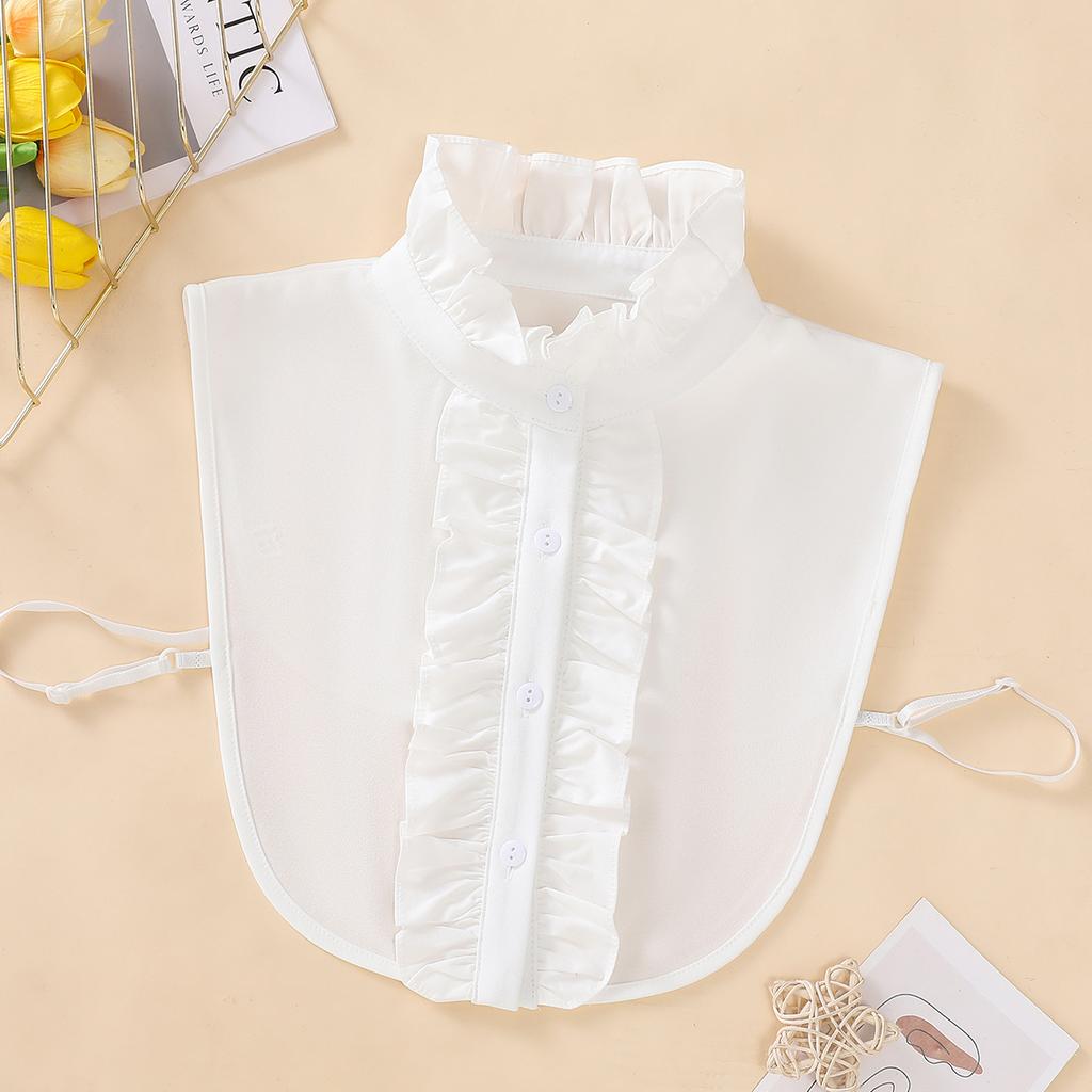 Women's Pleated Standing Collar Fake Collar Fashionable and Elegant Half Shirt Style Fake Collar Versatile Detachable Collar