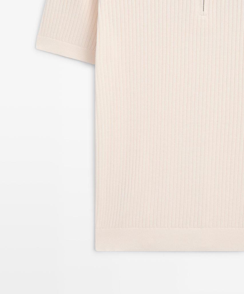 Masimodutti Zipper Collar Knit Polo Sweater