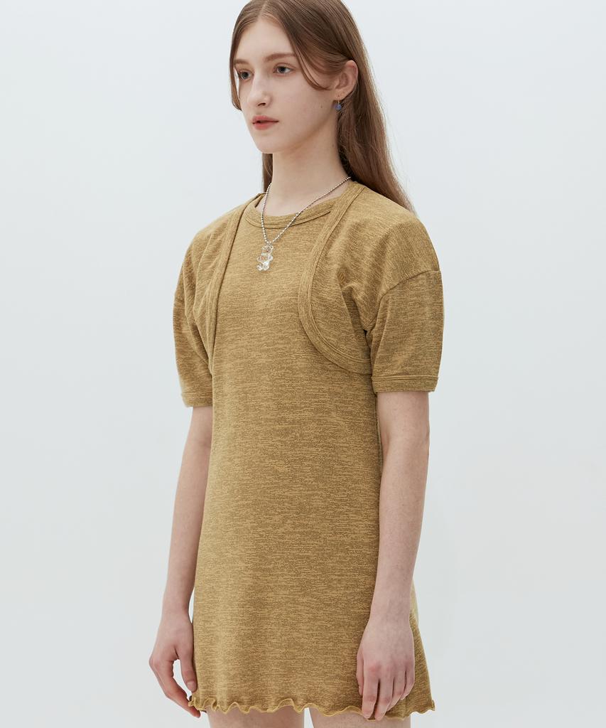 Matching Glove Bolero Set Dress (Yellow)