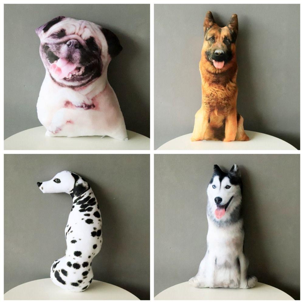 Husky Dog Pet Throw Pillow 3D Plush Animal Toys Realistic Printed Dog Plush  Party Supplies
