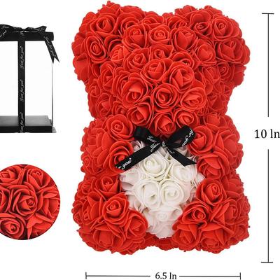 Preserved Rose Flower Teddy Bear - 25cm Birthday Gift