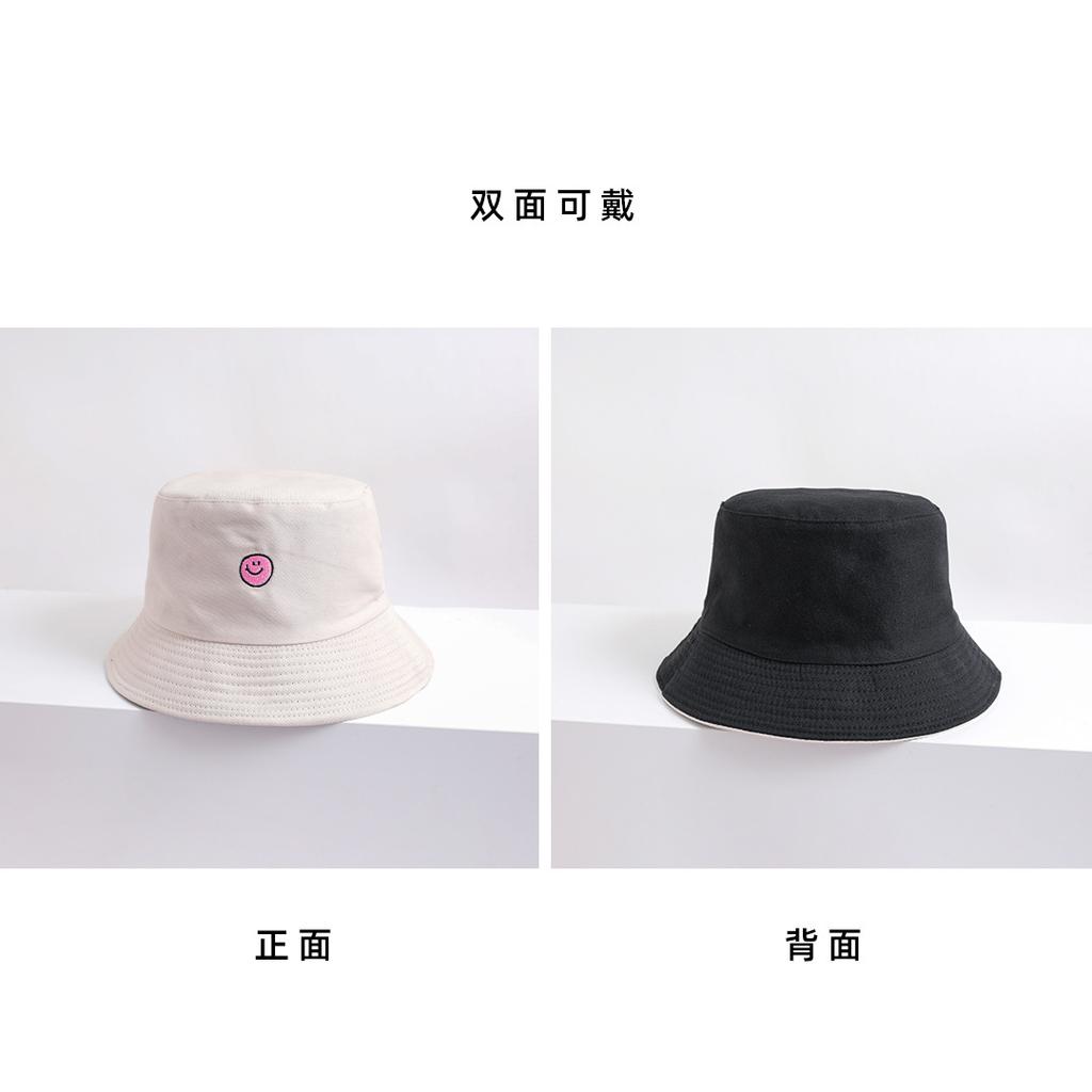 Hot Sale Double Sided Can Wear Cute Smiley Fisherman Hat Shade Sunscreen Hat Fashion Versatile Basin Hat