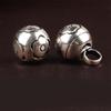 Handcrafting Solid Metal Silvering Bead Button for Chinese Cheongsam Traditional Carved Bead Buckle Clothing Accessories