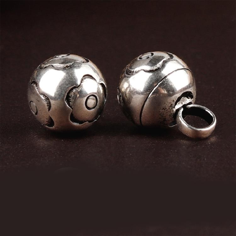 Handcrafting Solid Metal Silvering Bead Button for Chinese Cheongsam Traditional Carved Bead Buckle Clothing Accessories