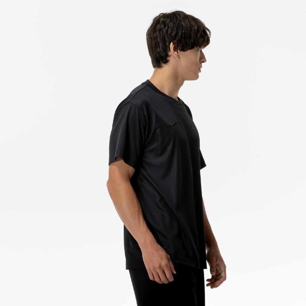 NaviDry Short Sleeve Training Size XL Exclusive Model Men's T-Shirt, U-Neck, Moisture-Wicking, Quick-Drying, Underwear, Black/Black, (32MAC190)