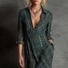 Autumn New Printed Casual Women's Long Sleeve Maxi Checkered Shirt Dress