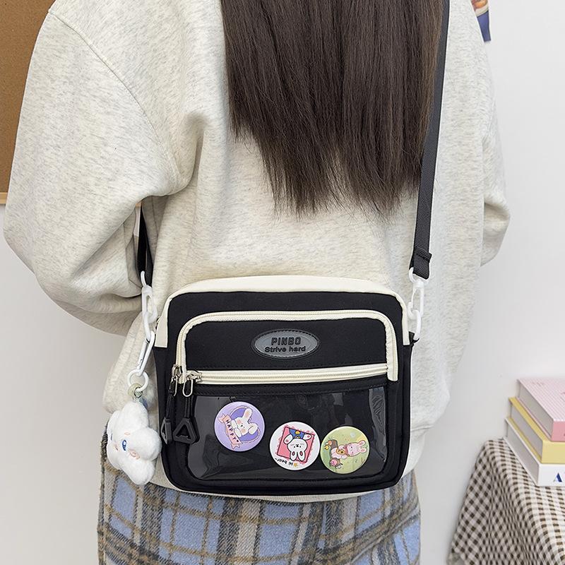 Small Square Bag Popular Pain Bag Women's Bag 2025 New Shoulder Bag Korean Version Sweet Contrasting Color Messenger Bag Nylon Cloth