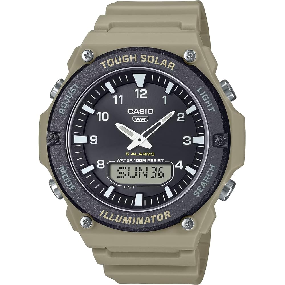Casio Standard Tough Solar Analog-Digital Quartz Watch AQ-S820W-5AV Men s Khaki Imported Model