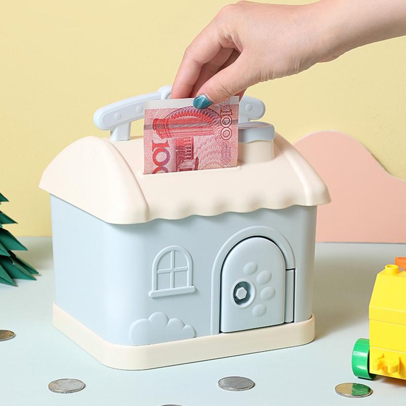 Kawaii Haus Spardose Banknoten Münzen Halter sicher große Größe niedliche Sparschwein Ersparnisse mit Schlüssel für Kinder Erwachsene
