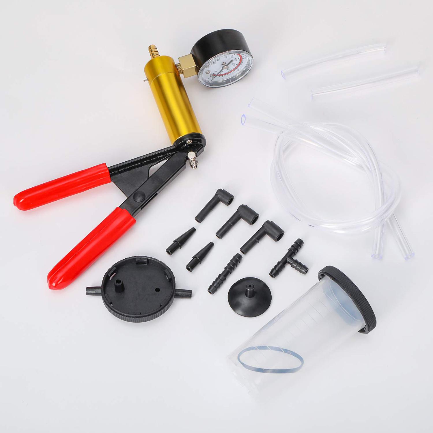 Car Hand Tool Manual Vacuum Bleeding Brake Fluid Bleeder Tools Vacuum Pistol Pump Tester Kit Aluminum Pump Pressure Vacuum Gauge