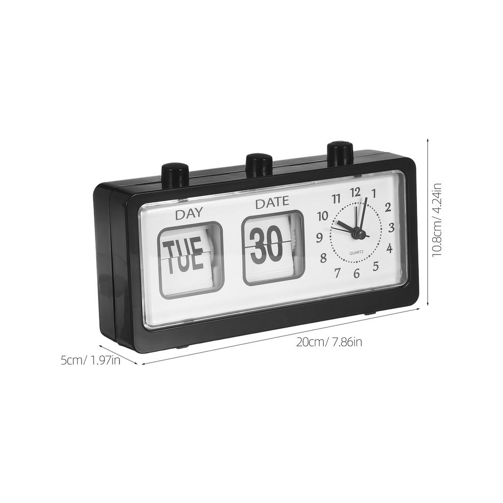 Flip Desk Clock with Manual Date Adjustment Vintage Style Calendar Display for Kids Bedroom Study Room Office Desktop Decorative