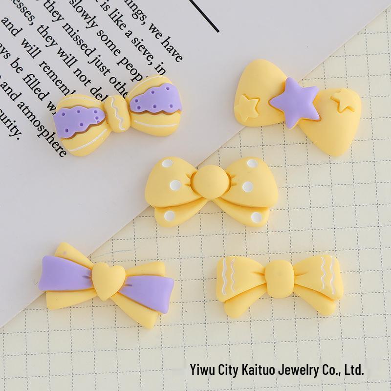 Bowknot Resin Accessories: Vibrant DIY Hair Clips, Phone Case Charms, Fridge Magnets, Crocs Decorations, and Car Adornments.