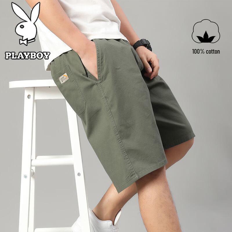 PLAYBOY Men s Summer Cotton Casual Cargo Shorts L
