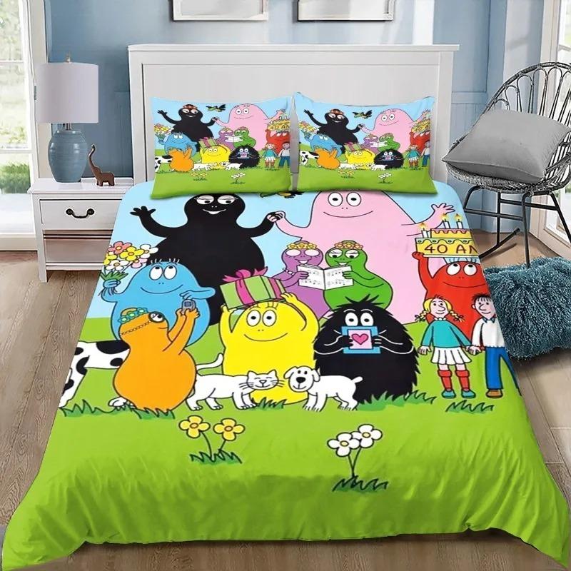 3D Printed Barbapapa Bedding Set for Boys Girls Duvet Cover And Pillowcase Included Twin Queen King Full Single Double Sizes