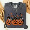 Skeleton Cats On Jack O Lanterns Tee, Cute Halloween Cat Shirt, Spooky Season Gift, Cat Lover Tee, Fall Tee, Autumn Shirt, Gift for Her