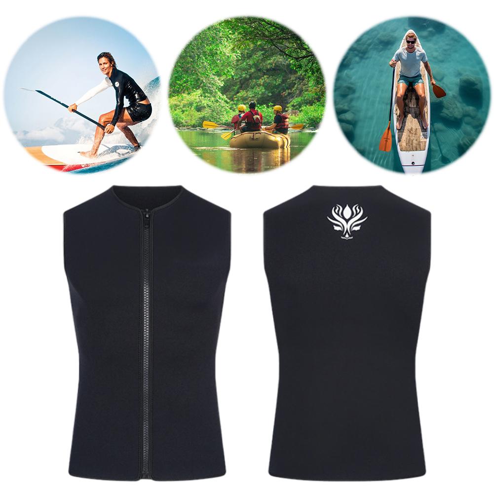 Men Wetsuit Top 3mm Neoprene Wetsuit Vest with Front Zipper Elastic Swim Vest for Swimming Diving