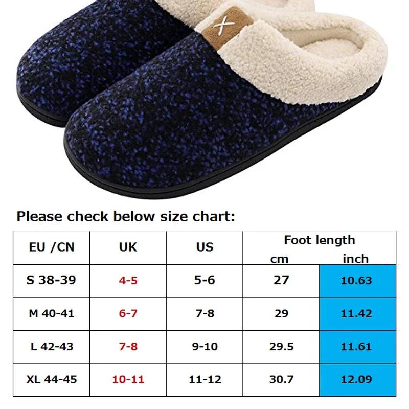 Pánské pohodlné pantofle s paměťovou pěnou, teplé boty s podšívkou z umělé kožešiny a fleecu, zimní móda, jednoduché pánské domácí pantofle