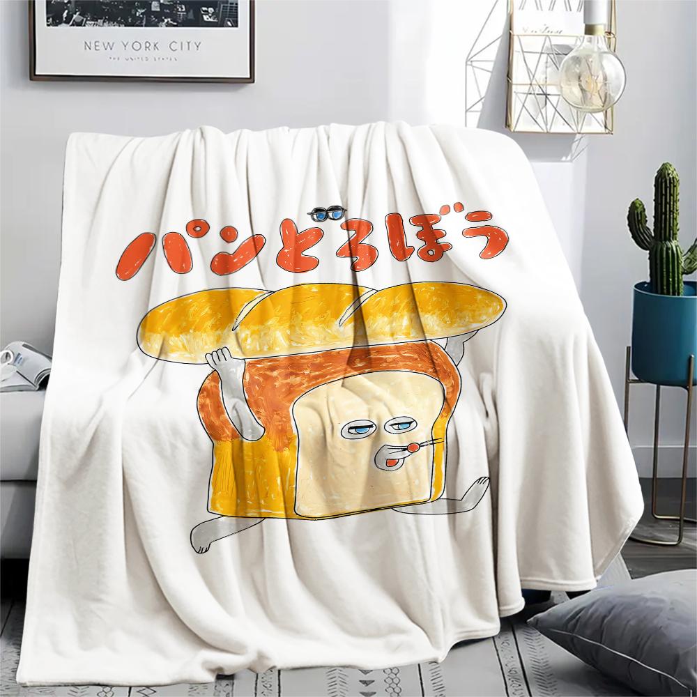 1PC Bread Thief Print Flannel Blanket, High quality All Seasons, Home Decor, Warmth and Comfort, Perfect for Christmas Gifts
