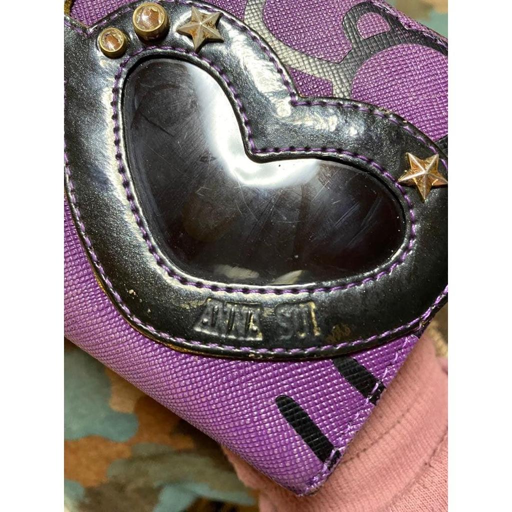 Used Heart-shaped sunglasses decoration purple long wallet