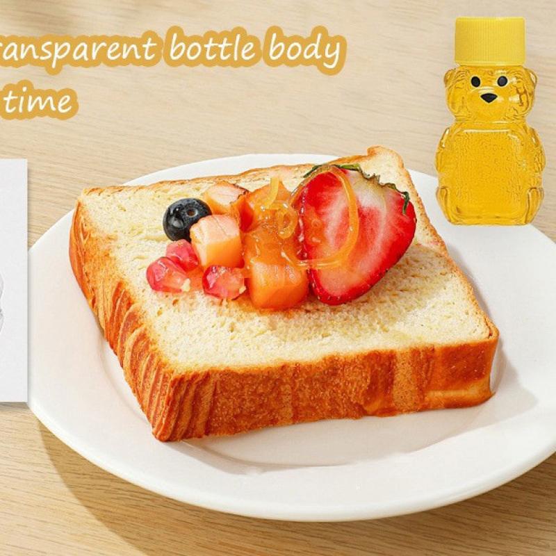 20Pcs Plastic Transparent Disposable Cartoon Bear Juice Bottle, Small Capacity Dispensing Bottle, 60Ml Honey Bottle
