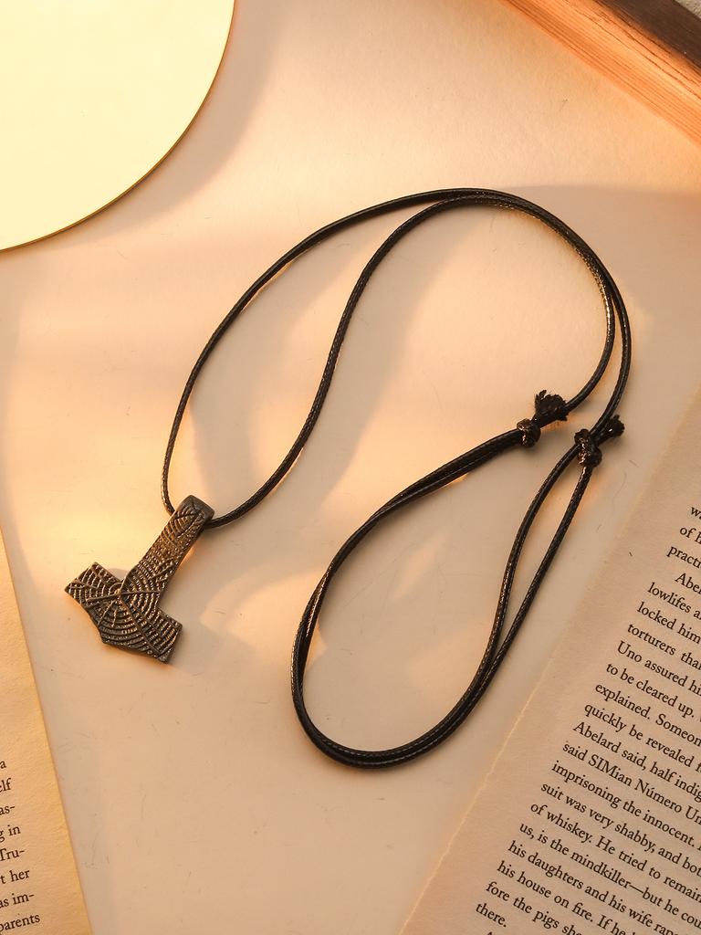 Thor Hammer Viking Rune Tomahawk Pendant Necklace Men's and Women's Retro Long Sweater Chain Necklace