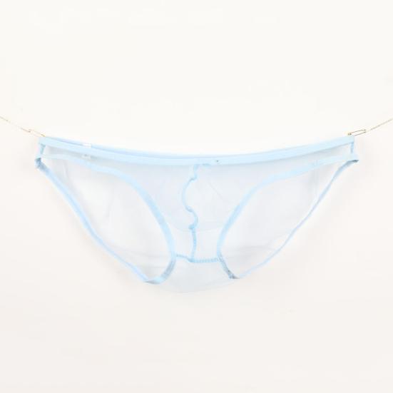 Men Sexy See-Through Mesh Solid Color T-Back Thong Briefs Low Rise Underwear