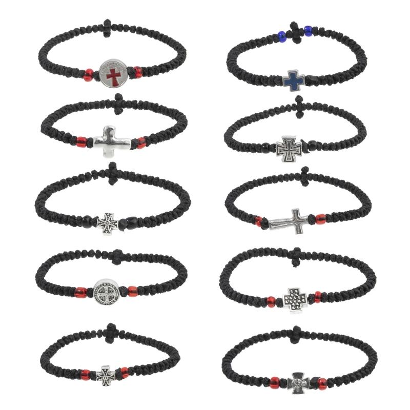 Handwoven Adjustable Crucifix Braided Rope Bracelet Ensures Perfectly Fit and Comfort for Daily Religious Activities