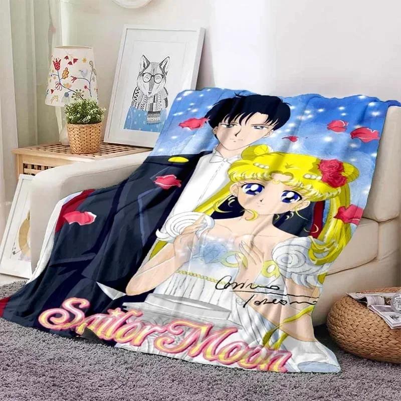 Anime Kawaii Sailor Moon Zuhause Cartoon Bedruckte Decke Picknickdecke Warmer Flanell Weich und Bequem Zuhause Reisen Geburtstagsgeschenk