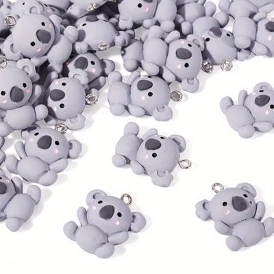 10/20/40pcs Koala Bear Resin Jewelry Pendant Animal Lucky Jewelry Danger Bead DIY Keychain Necklace Bracelet Earrings Jewelry Making Accessories