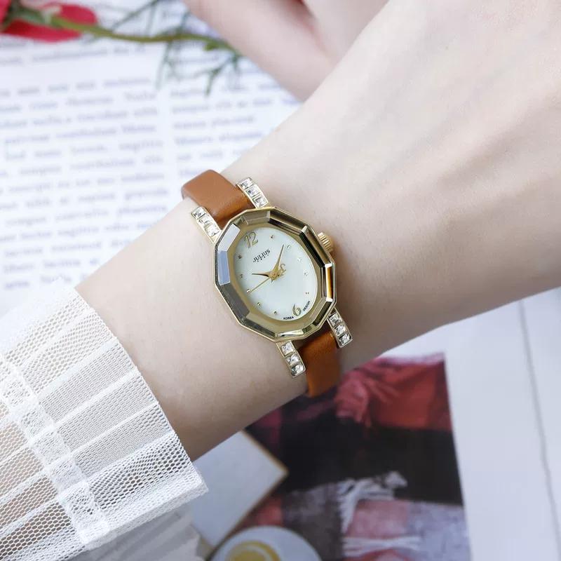 Julius Damenarmbanduhr Südkorea Mode Kleines Zifferblatt Fritillary Schnittfläche Ol Diamant Retro-Uhr Mode Damenarmbanduhr