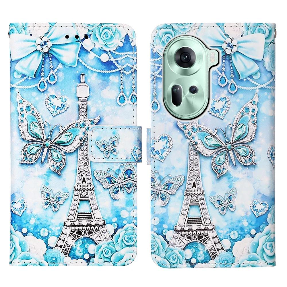 Skórzany portfel etui na OPPO A40 A60 A80 Reno 13 12 12F 12FS 9A 8T Find X8 X6 Pro X5 Lite A17 A52 A58 A78 A98 K12X Malowana okładka