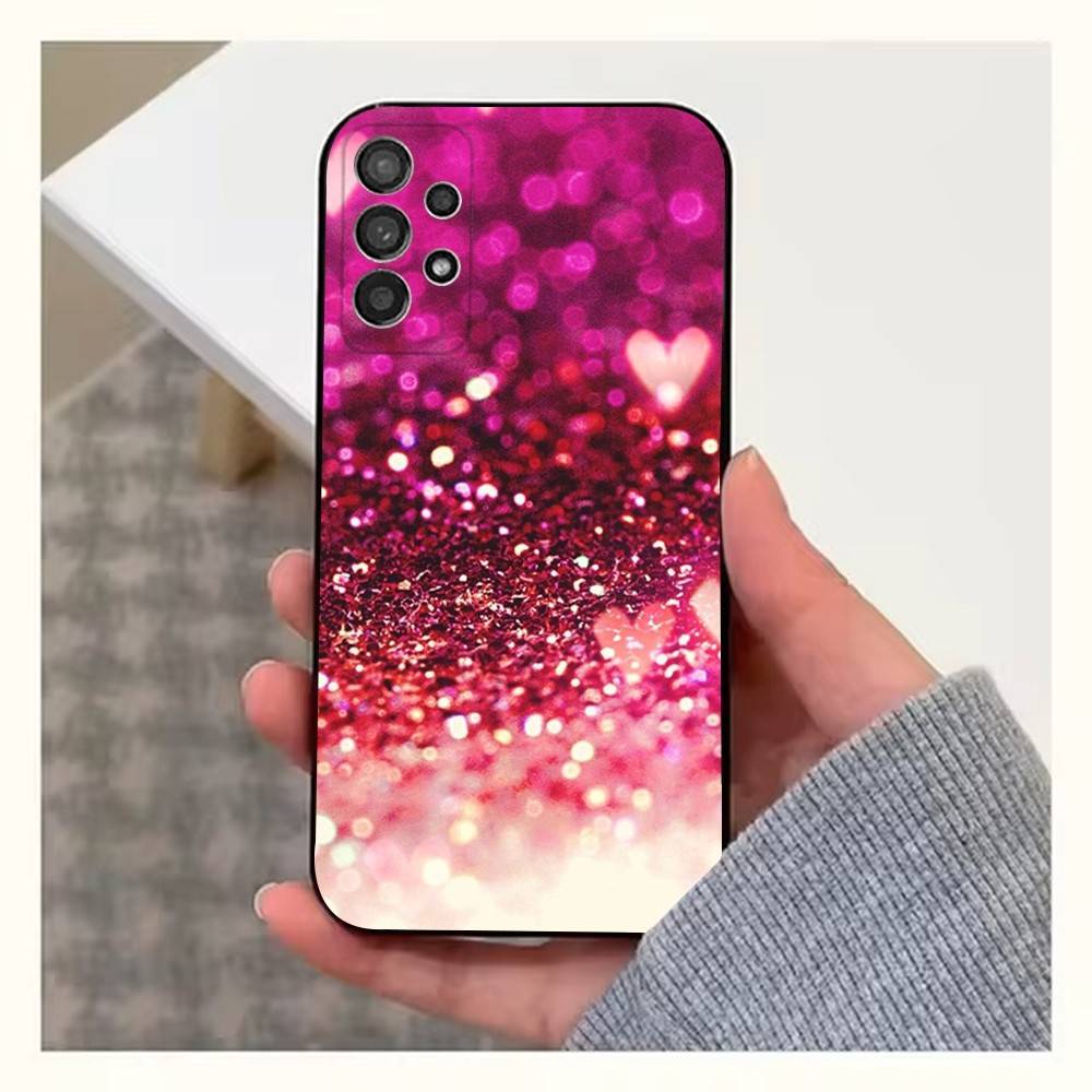 Dazzling Pink Glitter Case For Samsung S21,S20,S10,Plus,S9,S22,S25,Ultra,S24,S23,FE,Lite,Soft Silicone Black