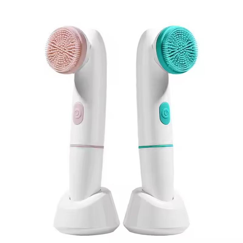2 in 1 Portable Face Massager Cleaning Brush Sonic Electric Silicone Facial Cleansing Brush Silicone Abs Multifunction