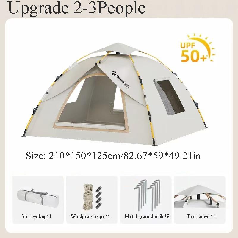 3-4 Double Automatic Pop-Up Tent with Fiberglass Poles Square Oxford Cloth Camping Shelter Quick Setup 3-Second Design