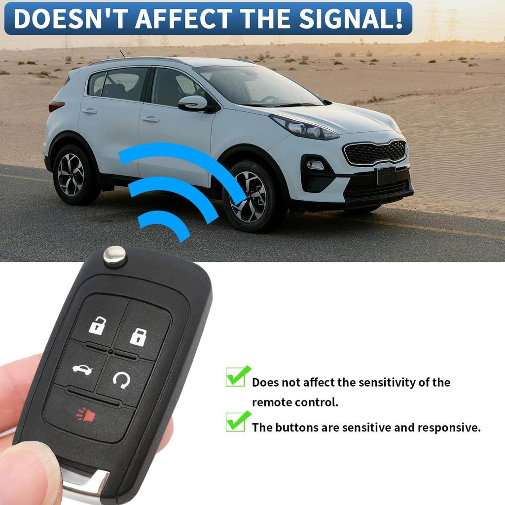 5 Button Key Fob Shell Replacement for Chevy Cruze Camaro Impala Equinox GMC Terrain Buick Regal Lacrosse 2017 2016 2015 2014 2013 2012 2011 2010