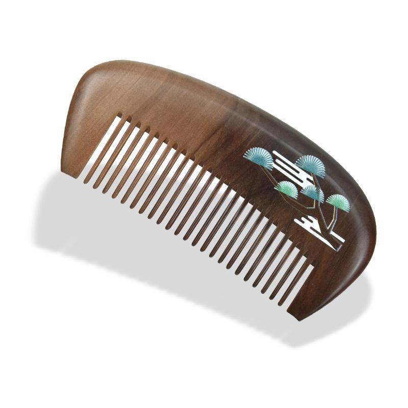 Mandarin Ducks Hand-Painted Peach Wood Hair Comb for Daily Use