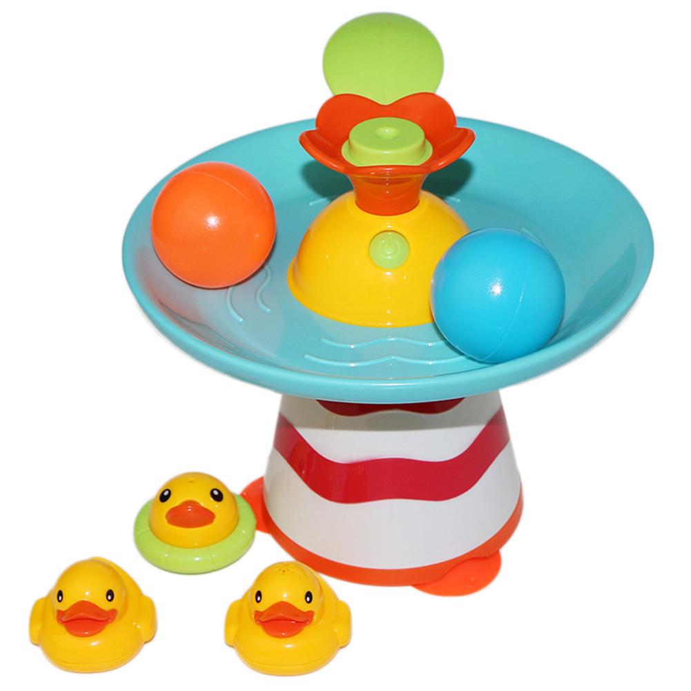 لعبة حمام الطفل بطة كهربائية بارك مع شلال نافورة تلقائية مضخة مياه وبط كرتوني للطفل