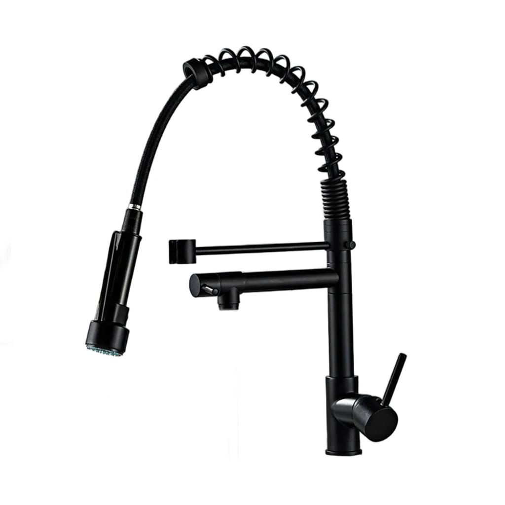 Rozin Matte Black Kitchen Faucet Deck Mounted Mixer Tap 360 Degree Rotation Stream Sprayer Nozzle Kitchen Sink Hot Cold Taps