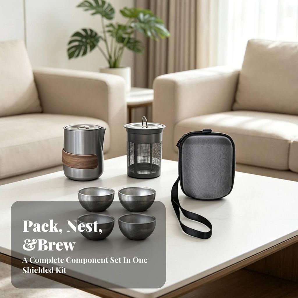Travel Tea Set with Case Compact for Camping