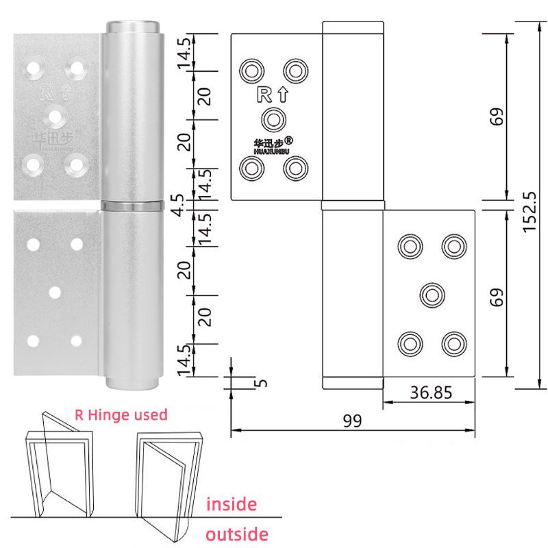 30 KG Langlebige eloxierte Aluminiumlegierung Türscharniere Schwerlast-Kugellager Soft-Close Modernes Design Links/Rechts Türstopper