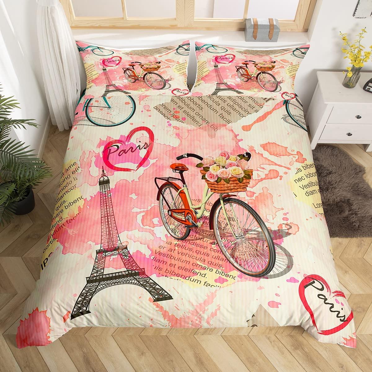 Комплект постельного белья с изображением Эйфелевой башни в романтическом стиле — фото 15