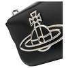 VIVIENNE WESTWOOD Linda Saturn Logo Silver Hardware Accessories Leather Shoulder Crossbody Bag Women Bags Black 43040069UL0077BLACK