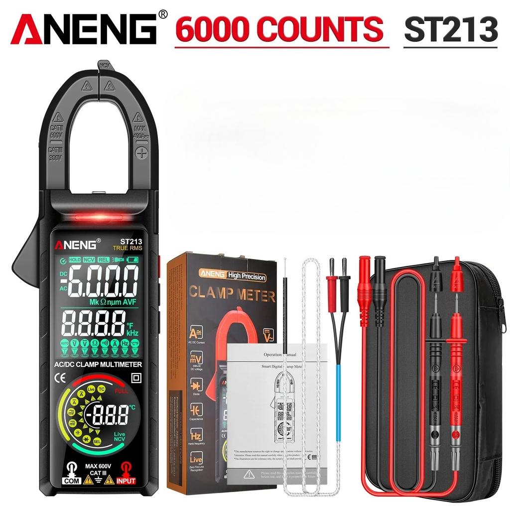 Multifunctional ANENG ST213 Digital Clamp Meter 6000 Counts AC DC 400A Current VA Dual Reverse Display NCV Zero Live Line Temp Capacitance Frequency