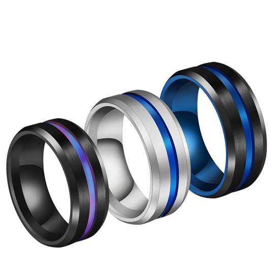 8MM Unisex bižuterie s tenkým broušeným páskem a tenkými linkami uvnitř