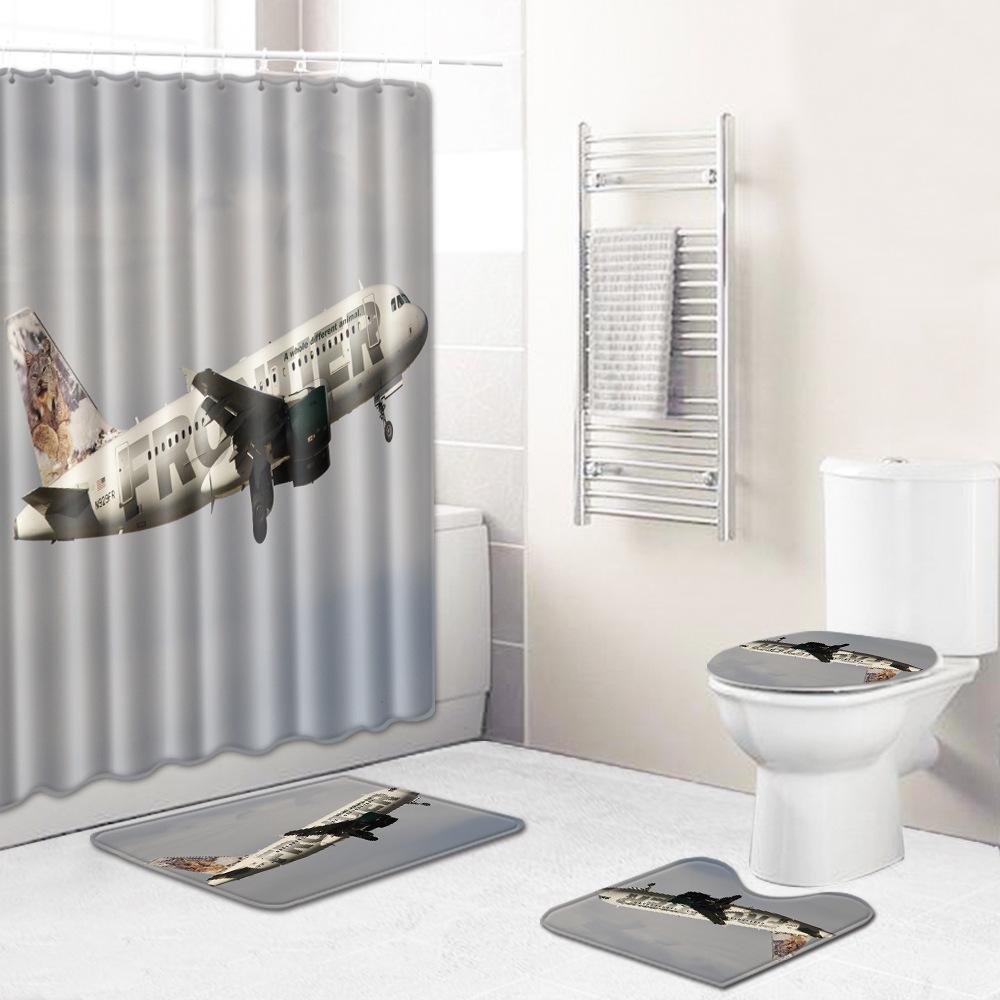 Creative Bathroom Non-Slip Floor Mat, Shower Curtain Combination Carpet, European And American Style Explosion Woman
