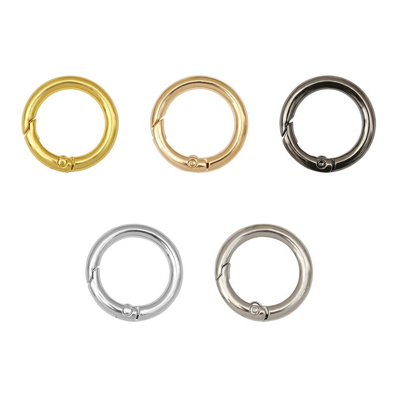 5Pcs Alloy Spring Openable Keyring Round Spring Snap Hooks Carabiner Keychain Snap Ring Carabiner Diy Keychain Making Supplies