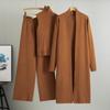Autumn And Winter Lazy Temperament Knitted Suit Sleeveless Vest Sweater Cardigan Pants Three Piece Set